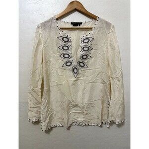 BCBG‎ MAXAZRIA Womans Silk Top Size S Western Boho Artsy Old Money Y2K Festival